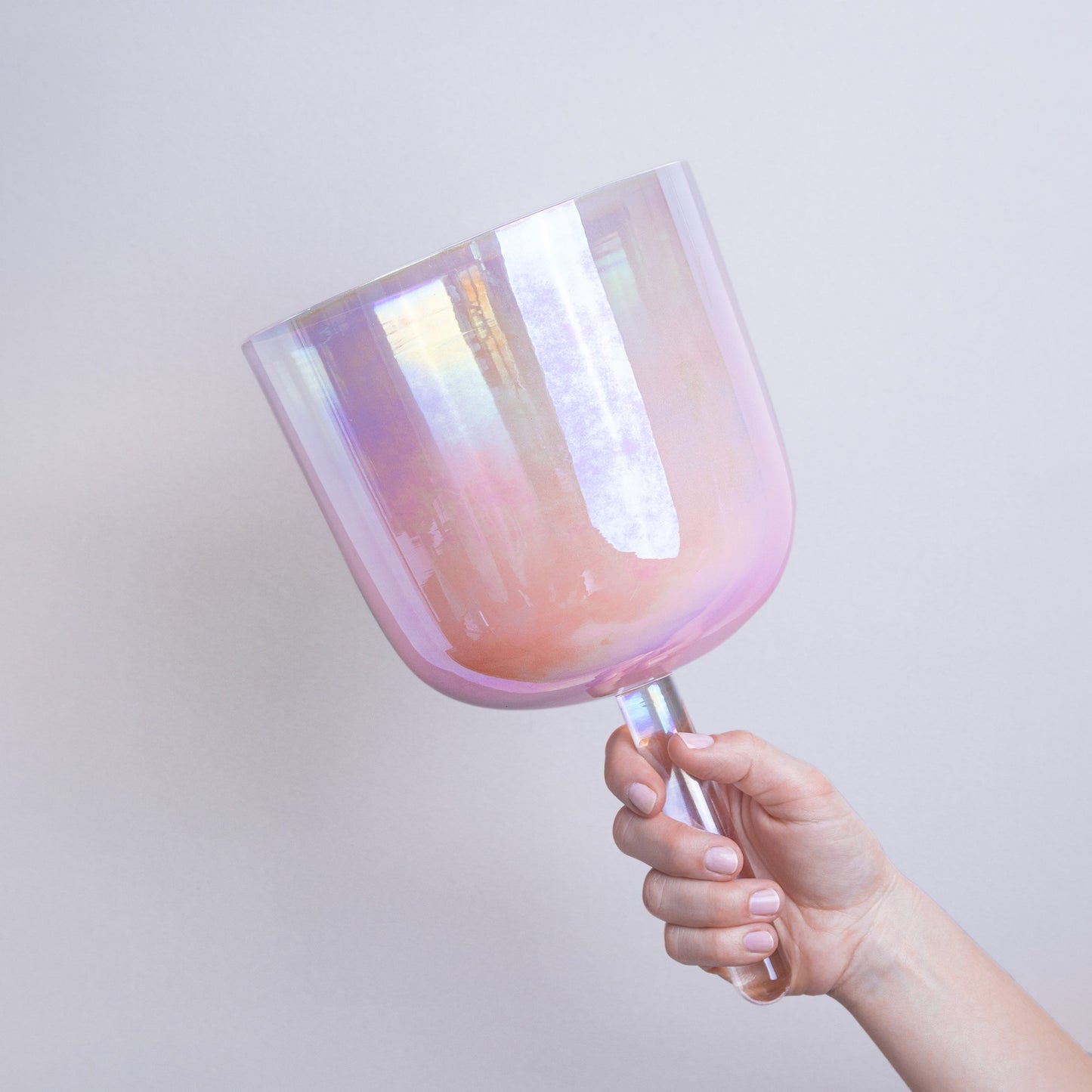 Crystal Singing Practitioner Bowl OWL SPIRIT ANIMAL 432 Hz with pink handle - 18 cm | AkashaBowls®